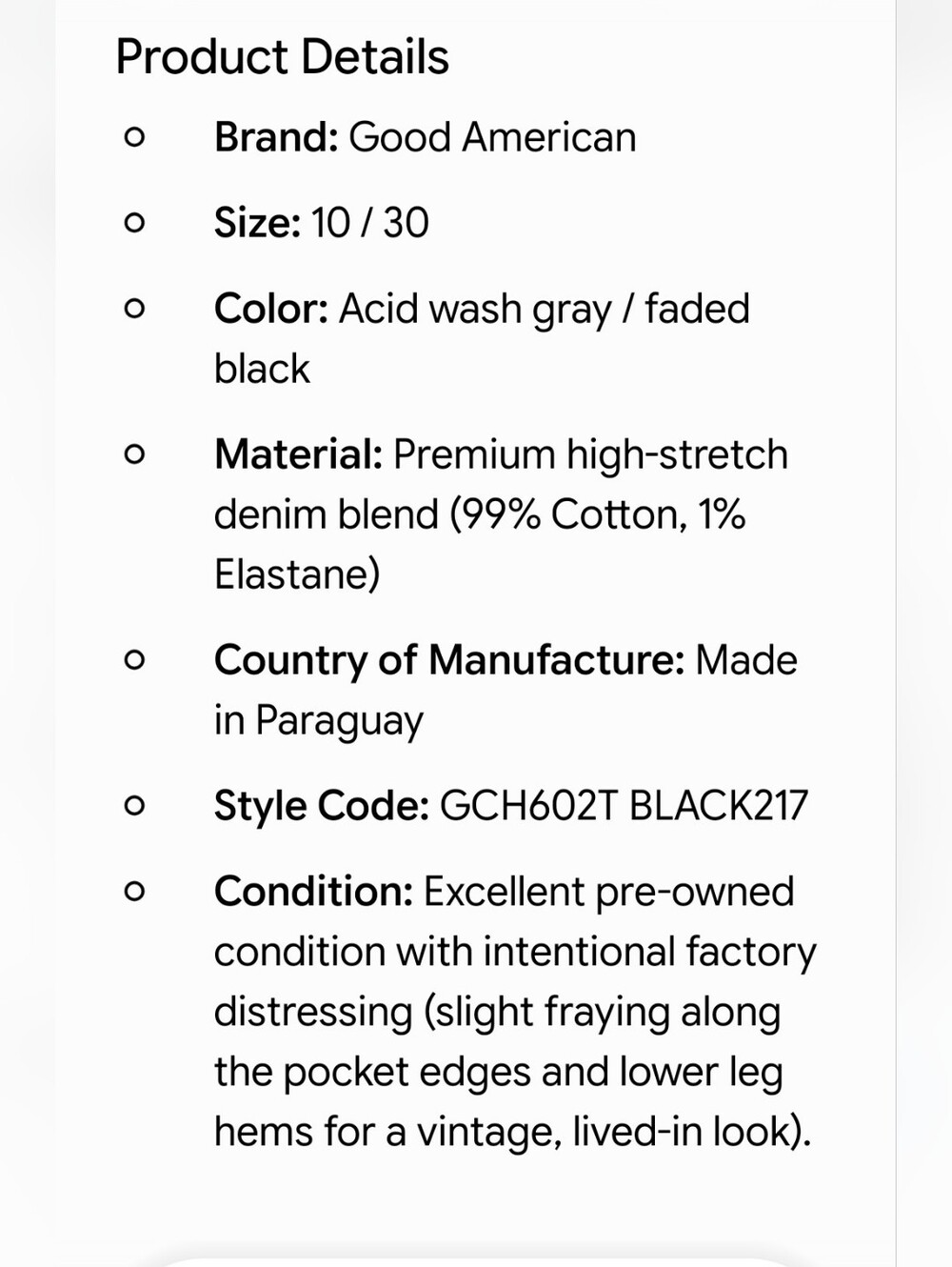 Good American High Rise Distressed Acid Wash Skinny Jeans Faded Black -10 / 30 - Picture 15 of 16